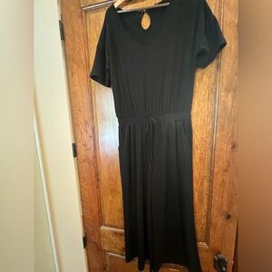 Jumpsuit, cropped, wide legs, black, Size L